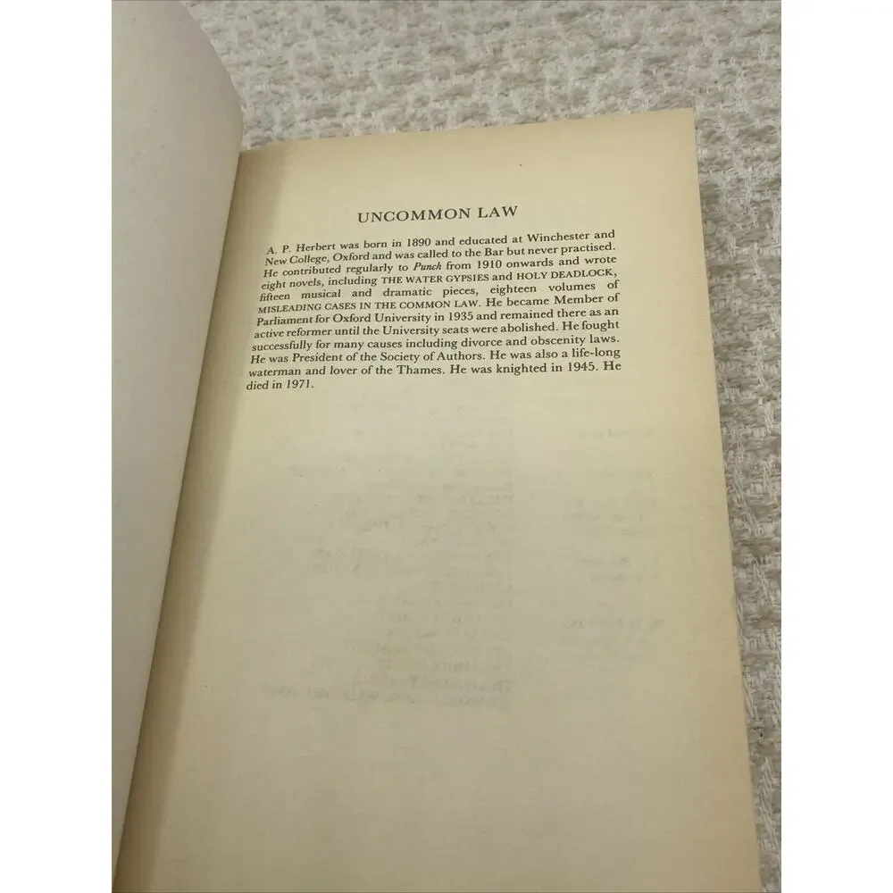 UNCOMMON LAW By A P Herbert Being 66 Misleading Cases-1989